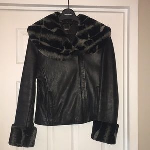 A Daniel Black leather crop jacket with faux fur